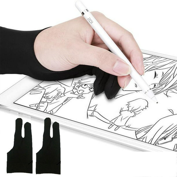 2pcs Two Finger Anti-fouling Glove For Artist Drawing & Pen Graphic Tablet Pad